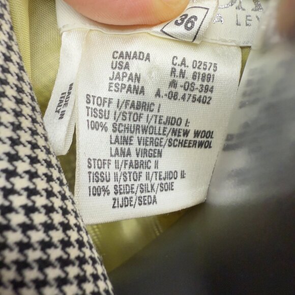 ESCADA VTG Power 100% Wool Longline Academia Houndstooth Gray Blazer Eu 36 Us 4 - Picture 11 of 13